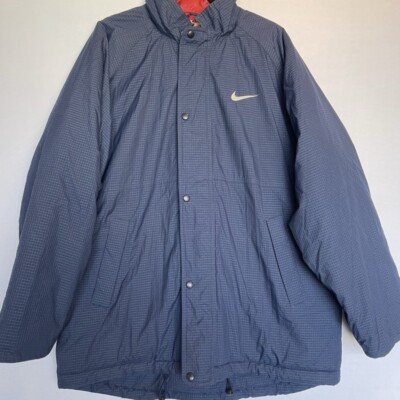 Vintage Nike Navy Blue With Grid Pattern Full Zip Mens Large Coat-image