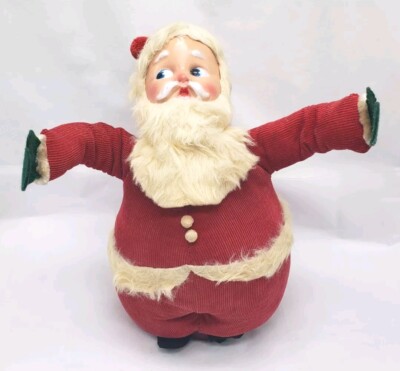 Christmas Rubber Face Santa Claus Revolving Music Box Spin Japan?  11”, Works-image