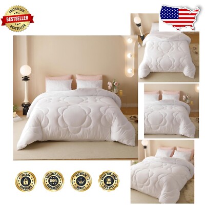 Lightweight White Floral King Comforter Set - Cozy & Portable Bedding Solution-image