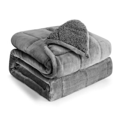  Sherpa Fleece Weighted Blanket 12lbs, Sherpa Flannel Cozy 48 x 72 12 lb Grey-image