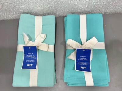 Pier 1 Imports Cotton Napkins Aqua/Teal 2 Sets (4 Napkins Each Set) New-image