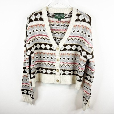 NEW American Eagle Fair Isle Oversized Academia Preppy Cardigan S-image
