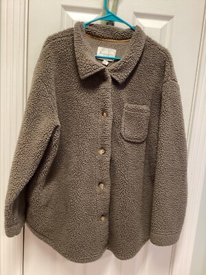 Koolaburra by UGG SX L Women’s Brushed Back Sherpa Cozy Shacket Sweater Brown -image