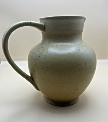 Pier 1 Natural Speckle Stoneware Pitcher Beautiful Design 7.5 inches high-image