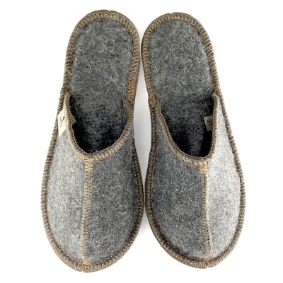 Rusher Men's Home Slippers Sheep Wool Blend Felt Warm Cozy Non-Slip Slippers-image