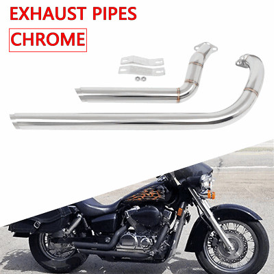 Chrome Shortshots Staggered Exhaust Pipes Kit For Honda Shadow ACE 750 VT750C-image