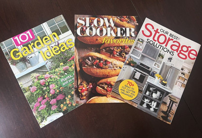 LOT OF 3 Better Homes & Gardens Magazines:Garden Ideas~Slow Cooker & Storage NEW-image