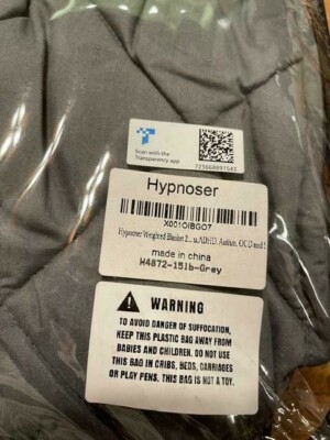 Hypnose Premium 15 Pound Weighted Blanket Twin Size Grey 48