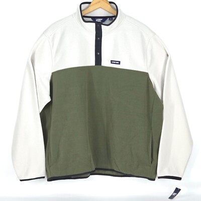 LANDS’ END Fleece Pullover Men’s XXL Preppy Colorblock Snap Neck Activewear Cozy-image
