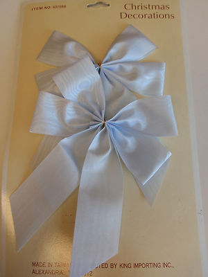 Vintage King Imports Pale Blue Polyester Fabric Christmas Decoration Bows Crafts-image