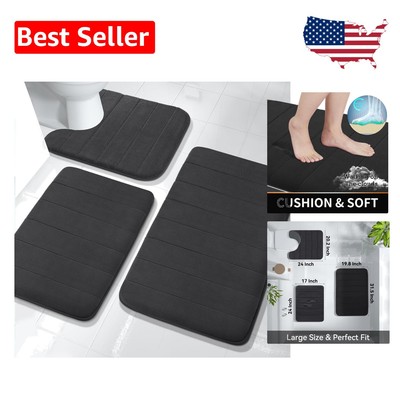 Cozy & Safe 3-Piece Bath Mat Set - Memory Foam, Machine Washable, Indoor Comfort-image