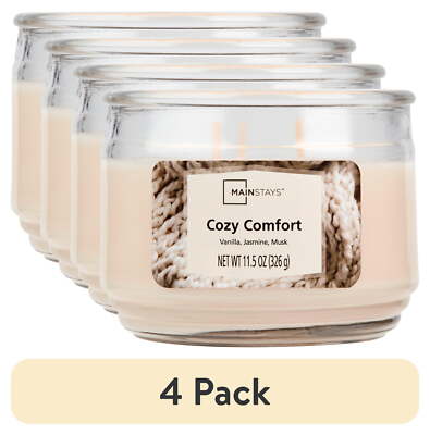 (4 pack) Cozy Comfort Scented 3-Wick Glass Jar Candle, 11.5 oz-image