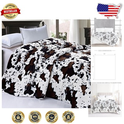 Cozy Microfiber Blanket with Cows Flower Pattern - 86