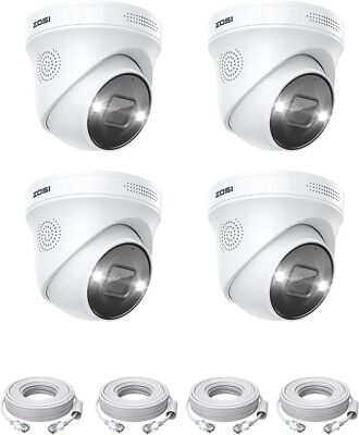 ZOSI 4PK 4K PoE Security Camera AI Human Vehicle Detect Night Vision Audio NVR-image