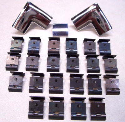 55 56 57 Chevy Complete REAR Window Moulding Connector Clip Set 2 n 4 Door Sedan-image