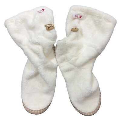 Gap Stocking Shoes Women's Large White Drawstring Lock Soft & Cozy Sherpa Throw-image