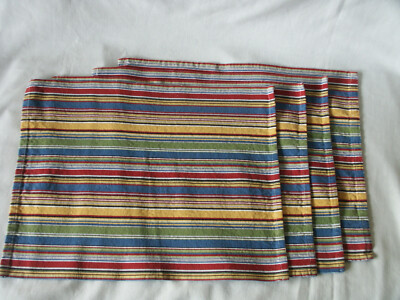 Pier 1 Imports Place Mats Havanna Stripe Cloth 13.5”x 17” Set of 4 Fiesta Colors-image