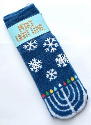 Bath & Body Works HAPPY HANUKKAH Menorah Blue Shea-Infused Cozy Lounge Socks-image