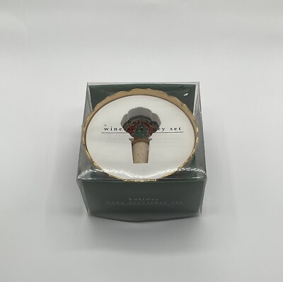 Pier 1 Imports Brass Wine Bottle Holder w Cork Stopper Christmas Tree Design-image