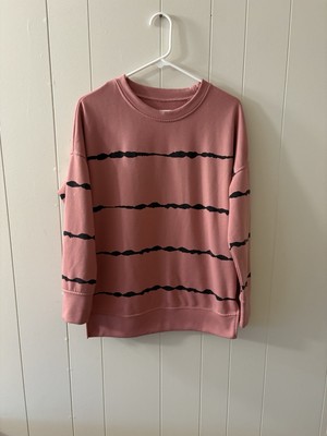 Womens Oversized Casual Top Soft Pink Long Sleeve Cozy Loungewear Size L J2-image