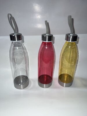 Mainstay Stainless Steel Top Water Bottle 22oz Red Silver Yellow Lot Of 3-image