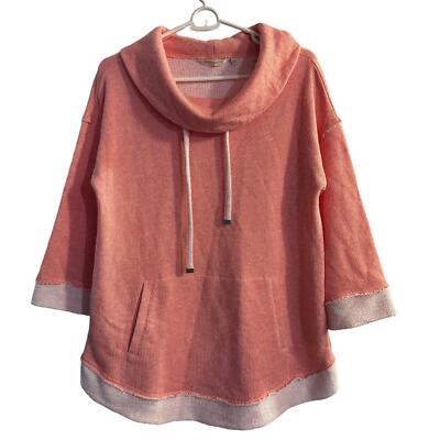 Soft Surroundings ORANGE Size Medium Santorini Shores Pullover 3/4 Sleeve -image