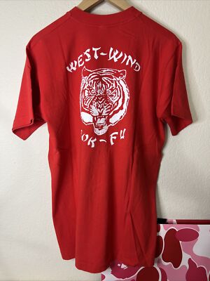 Vintage 90s Fruit Of The Loom T Shirt West Wind Bok-Fu Men’s Red Sz M-image