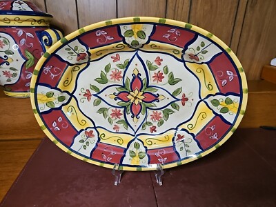Pier 1 Vallarte Extra Large 16” Ceramic Oval Serving Platter Retired-image