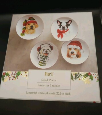 NEW Pier 1 Set Of Four Christmas Puppy Dogs 8