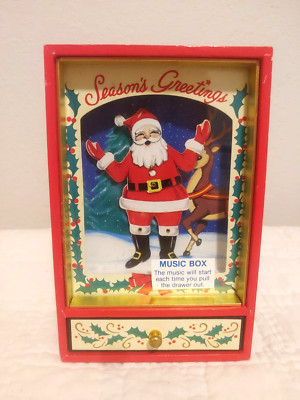 Vintage Dancing Christmas Santa Claus Jingle Bells Music Box Wind Up 1970s-image
