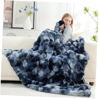 Cozy Bliss Faux Fur Throw Blanket for Couch, Fuzzy Soft Plush Thick Bubble -image
