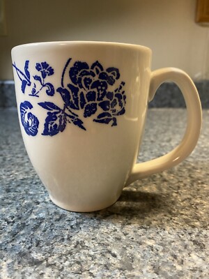 Pier 1 Batik Floral Design Blue And White Coffee Tea Mug  Cup Earthenware-image