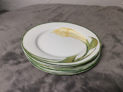 Set Of 4 PIER 1 One Fall Floral Dessert/Salad Plates Flower Variety 7.5”VG-image