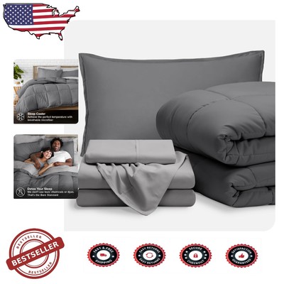 Twin XL 5 Piece Ultra-Soft Comforter Set - Goose Down Alternative Bedding-image