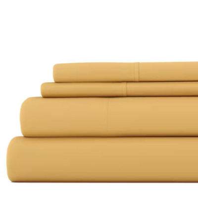 4-Piece Gold Solid Microfiber Full Sheet Set-image