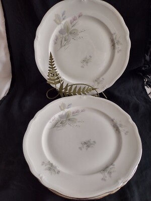 VINTAGE FURSTENBERG GERMANY WILD FLOWER E&R IMPORTS PLATINUM LOT 4 DINNER PLATES-image
