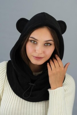 Cozy Comfort Black Fleece Balaclava Hat-hood Size One-image