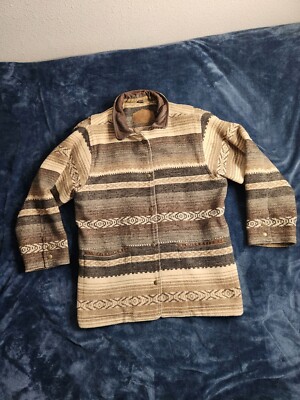 VTG Woolrich Southwestern Wool Coat Womens Sz Medium Colorful Button Up 8746 USA-image