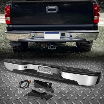 For 99-07 Chevy Silverado GMC Sierra 1500 2500 Chrome Complete Rear Step Bumper-image