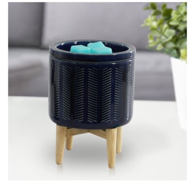 Better Homes & Gardens Fragrance Warmer Etched Ceramic w/Deep Cobalt Blue NIB-image