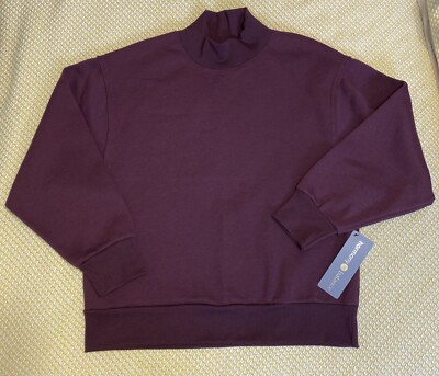 Women's Large Burgundy Cozy Cowl Sweater Harmony Balance Yoga Gym Casual-image