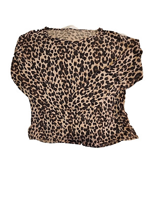VICTORIAS SECRET Leopard Animal Print Top Sweater Soft Comfy Cozy Womens size L-image