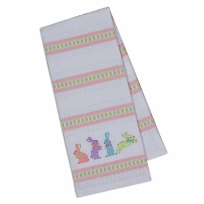 Kitchen Towel Design Imports Embroidered Bunnies Embellished 18 x 28 100% Cotton-image