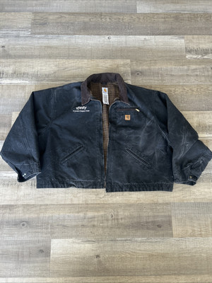 Vintage Carhartt Detroit Jacket Mens 5XL Black Plaid Blanket Lined J97 Logo-image