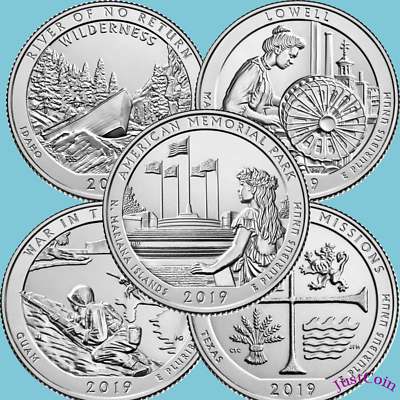2019 COMPLETE 5P NATIONAL PARKS QUARTERS UNCIRCULATED (5 QUARTERS TOTAL)-image