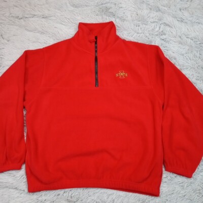 Iowa State Jacket Mens M Red Fleece Half Zip Logo Pockets Athletic Cozy Comfort-image