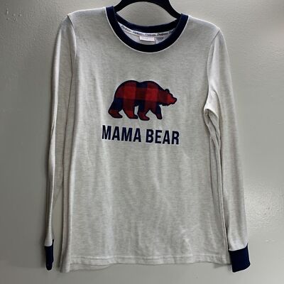 Dearfoams Cozy Soft Comfort Cream/ Red Mama Bear Women’s Pajamas Top Size S-image