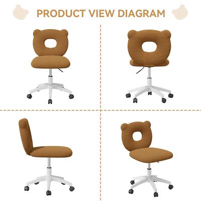 Cozy Bear Shaped Back PU Leather Home Office Chair Comfortable Computer Seat-image