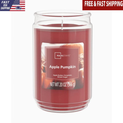 Apple Pumpkin Scented Candle Large Glass Jar 20oz Clean Burn Long Lasting New-image