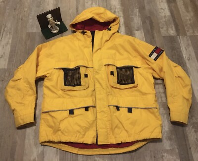 Vintage 90s Tommy Hilfiger Jacket Men's XL Yellow Expedition Wind Breaker-image